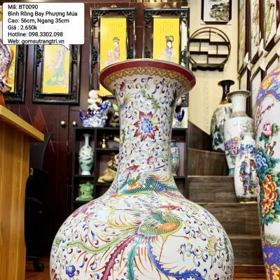 Bình củ tỏi họa tiết Long Phượng